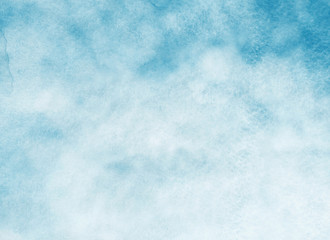 Color sky with clouds as background. Watercolor