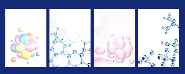 Set of banners with abstract molecular structure
