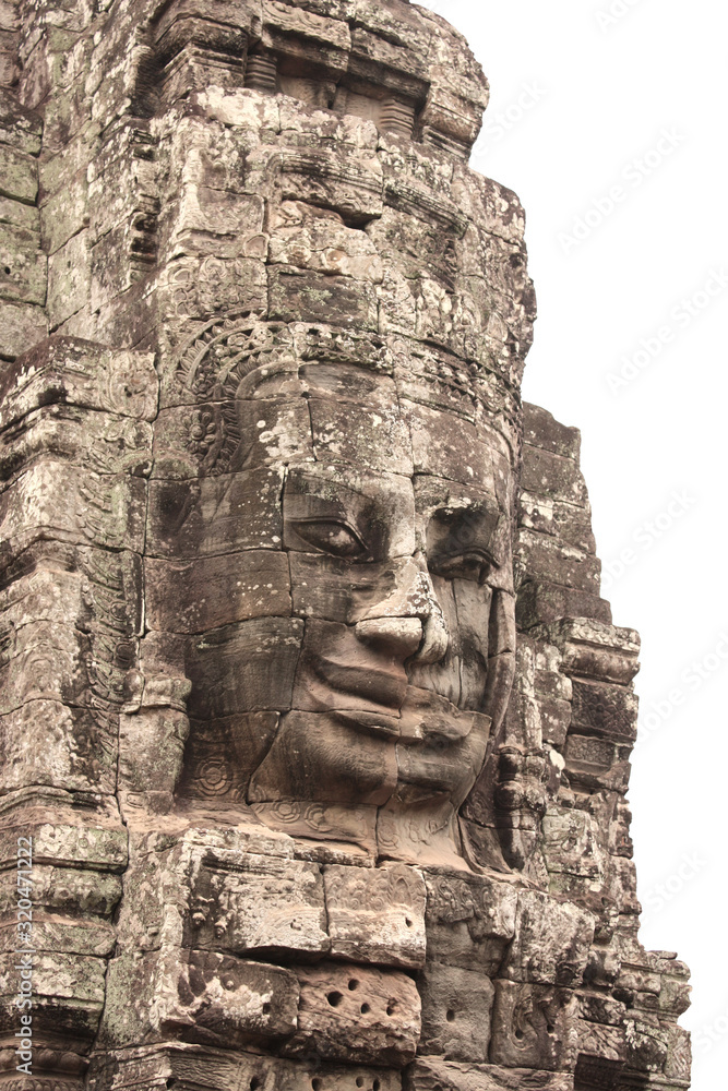 Sticker Giant stone face in Prasat Bayon Temple, Angkor Wat complex, Cambodia