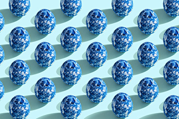 Easter egg pattern of color of the year-classic blue with gradient effect