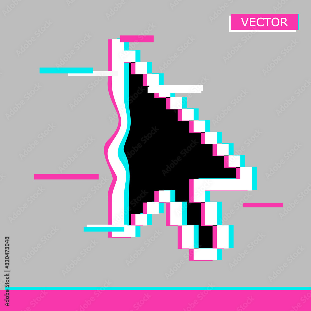 Poster black arrow pixel cursor icon sign vector illustration flat style design isolated on white backgroun
