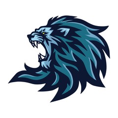 Angry Lion Roaring Head Mascot Logo Design