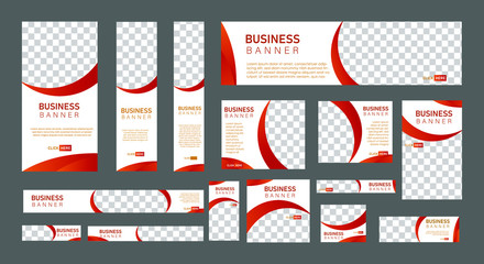 set of modern web banners of standard size with a place for photos. Business ad banner. Vertical, horizontal and square template. vector illustration EPS 10