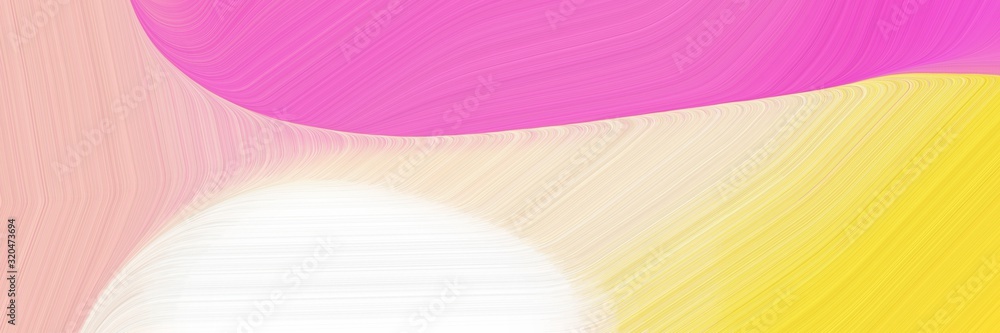 Poster card background texture with bisque, pastel orange and neon fuchsia color and modern curvy waves bac