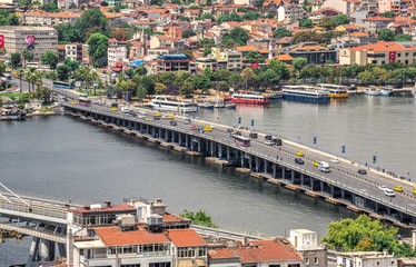 Fototapeta na wymiar Top view of Istanbul city and Ataturk Bridge in Turkey