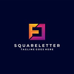 Vector Logo Illustration Abstract Square Letter Line Shape Colorful Style