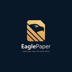 Vector Logo Illustration Eagle Paper Gold Color Luxury Style