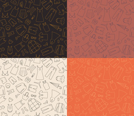 Vector seamless graphics with texture laundry. Simple vector line. Various colours