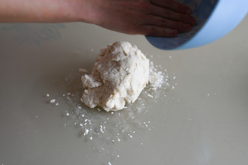 Easter baking. Baking Easter cake. Manual dough preparation.