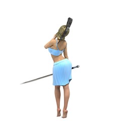 warrior woman character, 3D rendering, illustration
