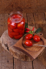 Still life with tomato juice on a wooden table