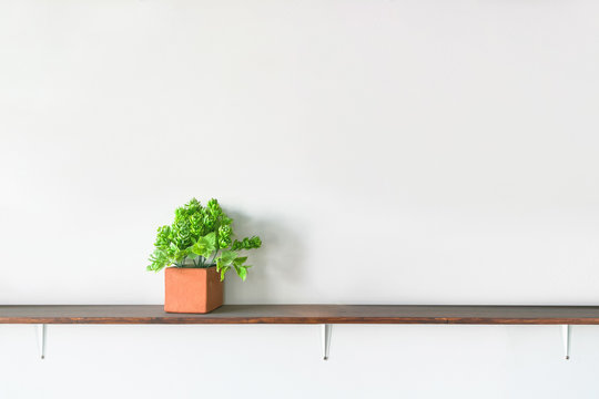 Wooden shelf of free space for your decoration. Copy space.