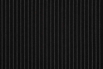 black cotton fabric textile material with white stripes for designers background texture
