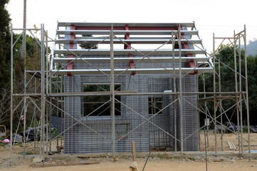 Steel construction exterior of a building