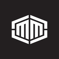 MM Logo monogram with hexagon shape and piece line rounded design tamplate