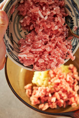 Home made dumpling, mixing ingredient