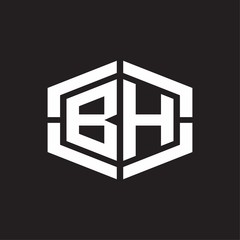 BH Logo monogram with hexagon shape and piece line rounded design tamplate