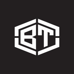 BT Logo monogram with hexagon shape and piece line rounded design tamplate