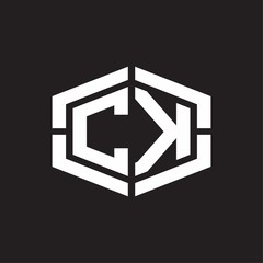 CK Logo monogram with hexagon shape and piece line rounded design tamplate