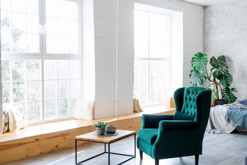 Interior of modern living room with comfortable chair