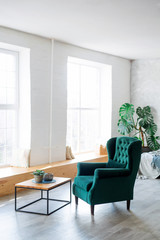 Interior of modern living room with comfortable chair