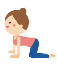 ヨガをする女性　猫のポーズ　牛のポーズ