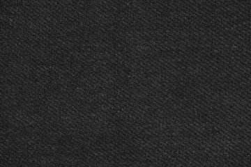 Black natural texture of knitted wool textile material background. dark gray cotton fabric woven canvas texture