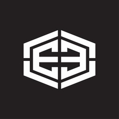 EE Logo monogram with hexagon shape and piece line rounded design tamplate