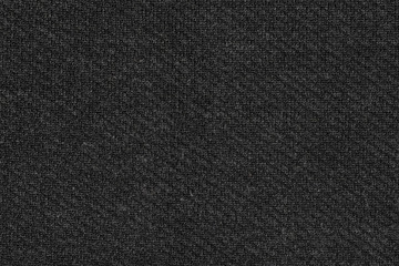 Fototapeta na wymiar Black natural texture of knitted wool textile material background. dark gray cotton fabric woven canvas texture