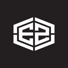 EZ Logo monogram with hexagon shape and piece line rounded design tamplate