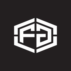 FG Logo monogram with hexagon shape and piece line rounded design tamplate