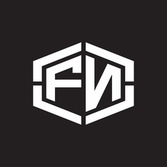 FN Logo monogram with hexagon shape and piece line rounded design tamplate