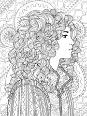 Coloring pages for adults with a princess. - 320480607