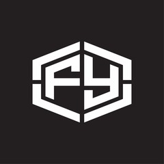 FY Logo monogram with hexagon shape and piece line rounded design tamplate