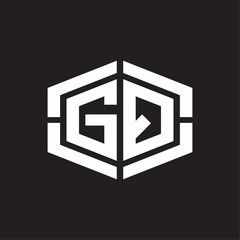 GQ Logo monogram with hexagon shape and piece line rounded design tamplate