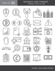 Set of 30 thin line Business and finance icon set