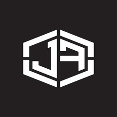 JF Logo monogram with hexagon shape and piece line rounded design tamplate