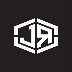 JR Logo monogram with hexagon shape and piece line rounded design tamplate