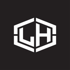 LH Logo monogram with hexagon shape and piece line rounded design tamplate