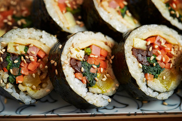 Gimbap, Korean rice and vegetable roll