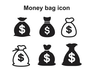 Money bag icon template black color editable. Money bag icon symbol Flat vector illustration for graphic and web design.