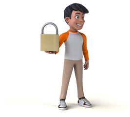 Fun 3D cartoon Asian teenager .