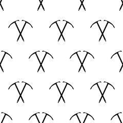 Ice Axe Icon Seamless Pattern, Multi-Purpose Hiking And Climbing Tool