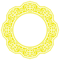 Decorative frame Elegant vector element for design in Eastern style, place for text. Floral yellow border. Lace illustration for invitations and greeting cards