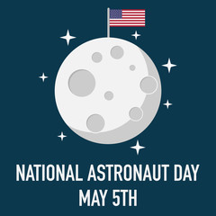 astronaut day may five moon landing vector