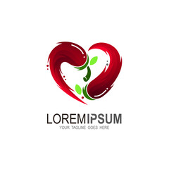 Chili logo with love design vector, Spicy  icon template