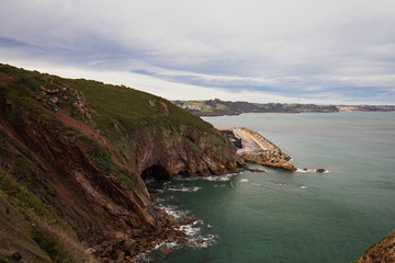 Fototapeta na wymiar Seascape with big cliff, Cape Torres
