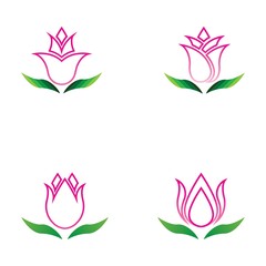 Set of vector illustration icon of beautiful tulips with white background