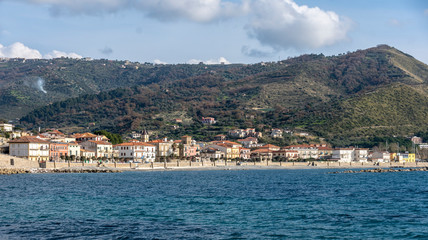 Fototapeta na wymiar Agnone Cilento village, from Cilento Coast, Italy