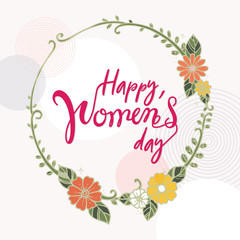 8th March, Happy women's day with flower doodles vector. - 320487675
